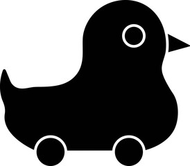 Duck Toy Icon In B&W Color.