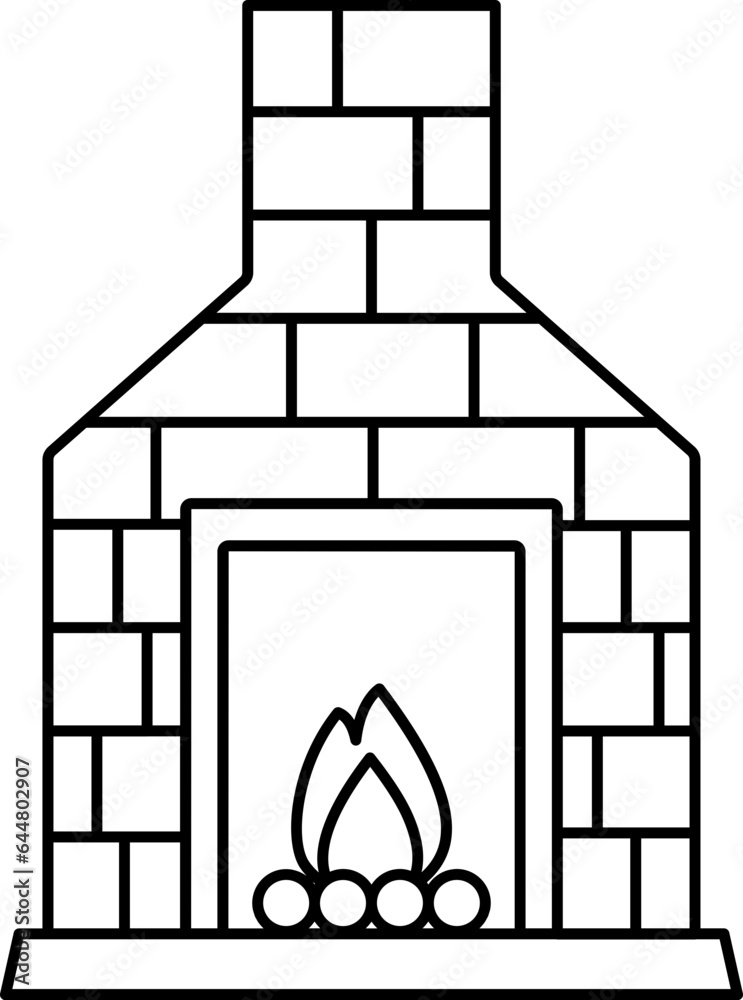 Sticker fireplace or chimney icon in black line art.