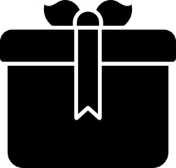 Glyph Style Gift Box Icon Or Symbol.