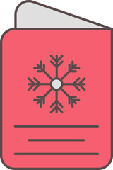 Snowflake Card Icon In Red And Grey Color.