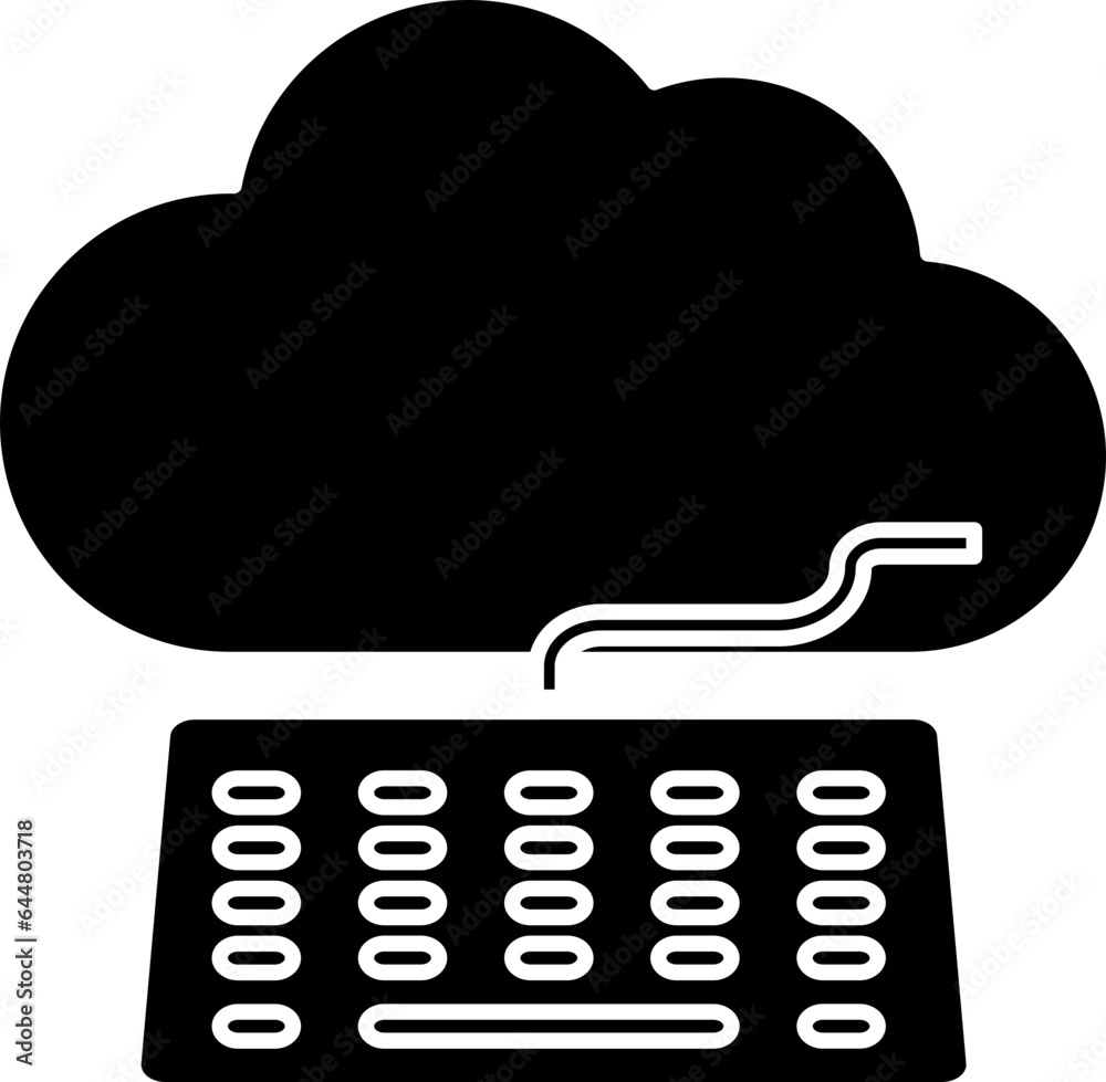 Fototapete isolated cloud with keyboard icon in b&w color.
