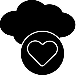 Isolated Cloud With Heart Icon In Glyph Style.