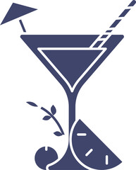 Isolated Martini Glass With Orange Slice Icon in Flat Style.