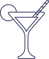 Lineal Cocktail Drink Icon in Thin Line Art.