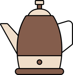 Isolated Kettle Icon In Brown Color.