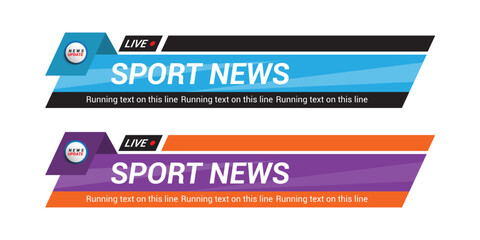 Lower third template for TV banners, bars for live news and sport channels, streaming and broadcasting. Collection of lower third for video editing isolated on white background. Vector	