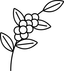 Coffee Branch Icon In Black Outline.