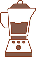 Mixer Grinder Icon In Brown And White Color.