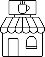 Coffee Shop Icon In Black Outline.