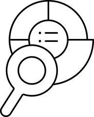 Search Pie Chart Icon In Black Line Art.