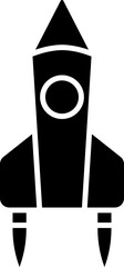 Flat Style Rocket Icon In B&W Color.