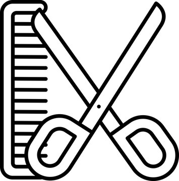 recommend clip art: Comb And Scissors Icon In Line Art.