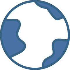 Earth Icon In Blue And White Color.