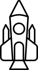 Isolated Rocket Icon In Thin Line Art.