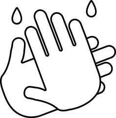 Hands Wash Icon In Black Line Art.