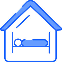 Home Isolation Icon In Blue And White Color.