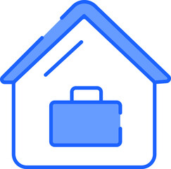 Home Office Icon In Blue And White Color.