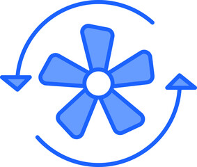 Laptop With Cogwheel Icon In Blue And White Color.