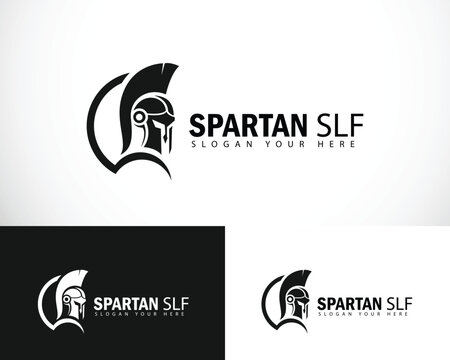 spartan logo creative design concept shield strong helmet protection