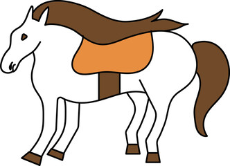 Horse Icon In Brown And White Color.
