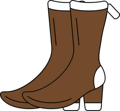 Boot Icon In Brown And White Color.