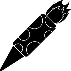 Black And White Rocket Firework Icon.