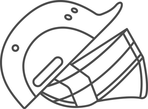 Cricket Helmet Icon In Black Line Art.