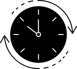 Clock Icon In B&W Color.