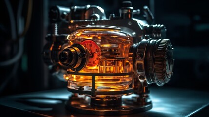 Fototapeta premium Reviving the Past: Unleashing The Classic Motor's Musical Power With Vintage Machine Technology, generative AI