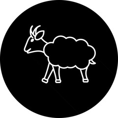 Sheep Icon In B&W Color.