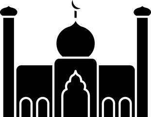 Mosque Icon In B&W Color.