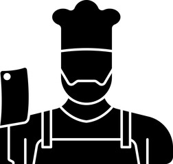 Butcher Icon In B&W Color.