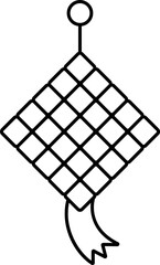 Ketupat Icon In Black Line Art.