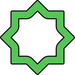 Rub El Hizb Icon In Green And White Color.