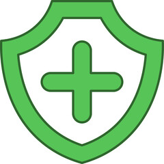 Obraz premium Medical Shield Icon In Green And White Color.