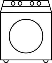 Washing Machine Icon In Black Outline.