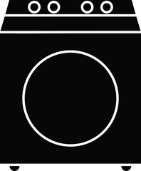 Washing Machine Icon In B&W Color.