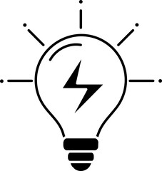 Electric Bulb Icon In Glyph Style.