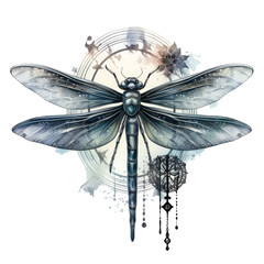 Watercolor dragonfly T-shirt Design, a dragonfly with wings that resemble delicate, Generative Ai