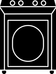 Washing Machine Icon In B&W Color.