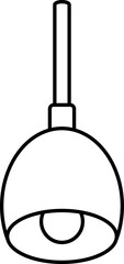 Hanging Lamp Icon In Black Line Art.