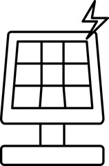 Solar Panel Icon In Black Line Art.