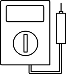 Multimeter Or Voltmeter Icon In Black Outline.