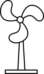 Stand Fan Icon In Black Line Art.