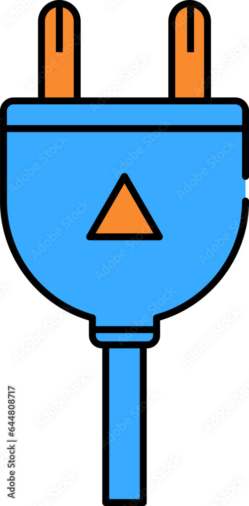 Poster Electric Plug Icon In Blue And Orange Color.