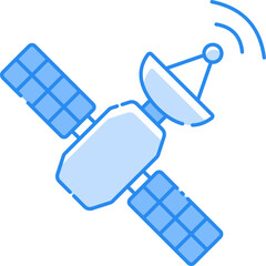 Blue Satellite Icon In Flat Style.