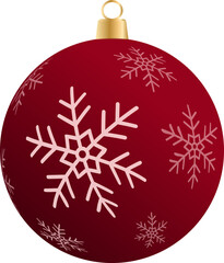 Red And White Snowflake Bauble Element In Flat Style.