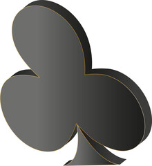 3D Club Card Suits In Gray Color.