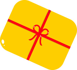 Top View Of Gift Box Element In Yellow And Red Color. 