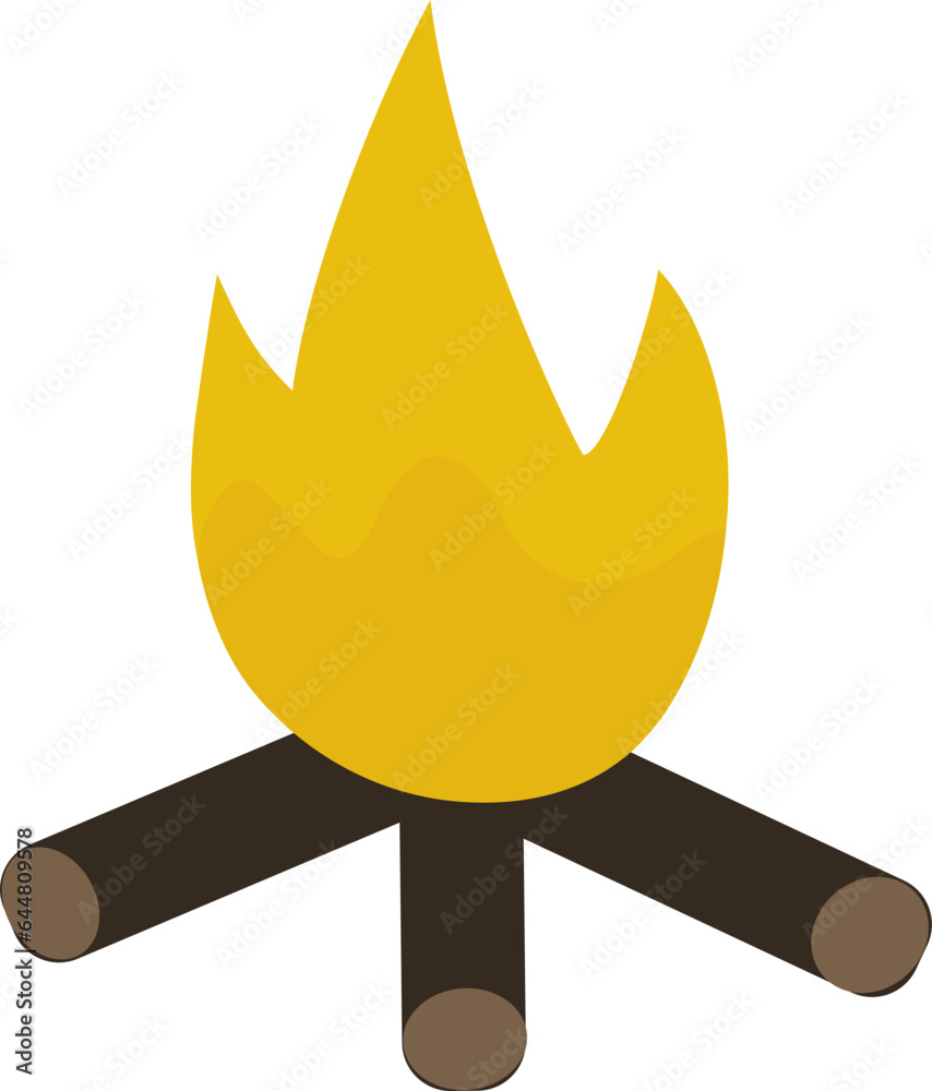 Sticker Bonfire Element In Yellow And Brown Color.